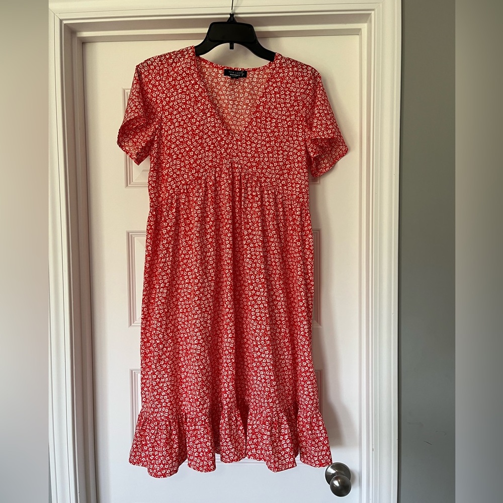 Maternity Dress Orange White Flower sz 4 Small New Look